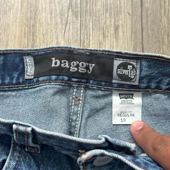 Vintage Levi's Silver Tab Baggy Fit Denim Jeans Size 10 Youth - Picture 6 of 10